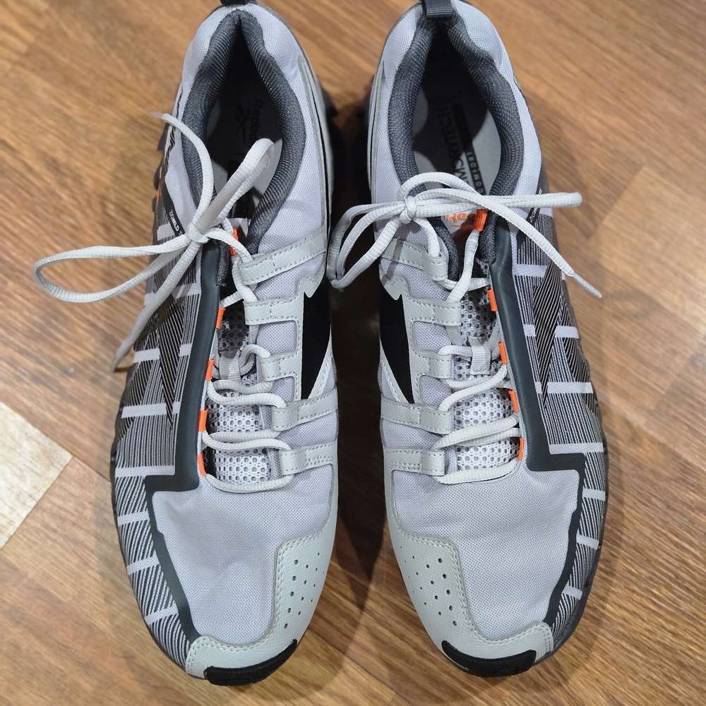 Reebok Men's Athletic Shoes in Light Gray, Black & Orange Accent